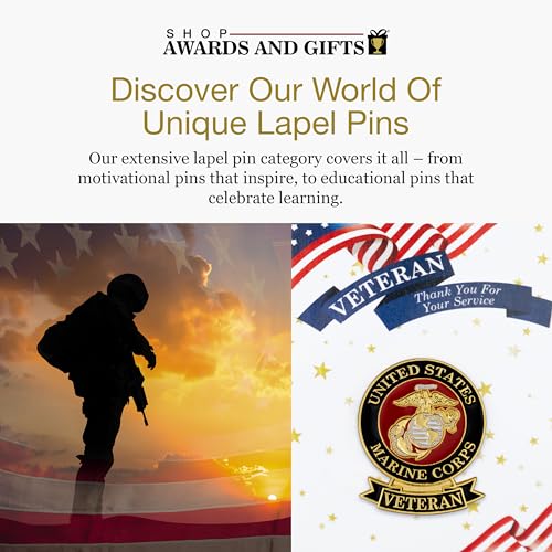 Image of SHOP AWARDS AND GIFTS United States US Veteran Lapel Pin, Retirement and Service, 1-1 /8 inch