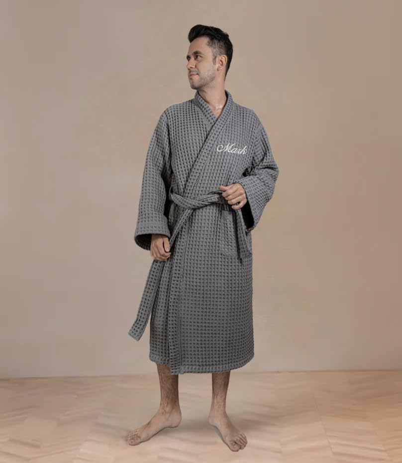 Image of Luxury Organic Japanese Cotton Hotel & Spa Waffle Bathrobe for Men and Women (Hooded /Kimono)