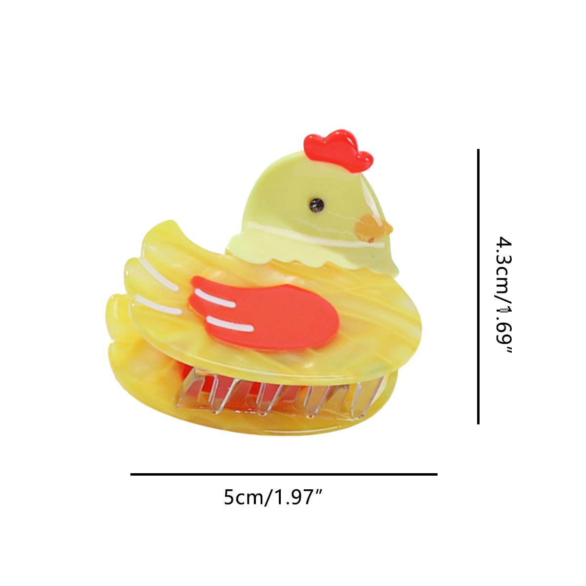 Novelty Chick Hair Clip,Acetate Claw Clips,Hair Clips for Women,Yellow image 2