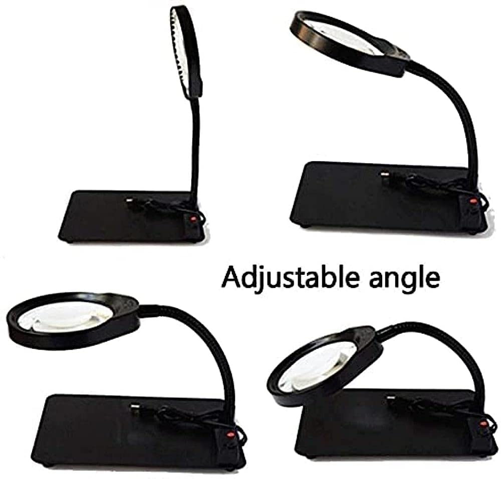 Lupas, Lámpara de Aumento LED de Escritorio Brillo Ajustable Manguera de Curva Flexible Mantenimiento Lectura Iluminación Lupa/5* Vision