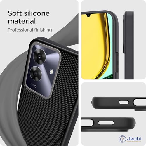 Image of Jkobi Back Cover Case for Realme C61 | Realme Narzo N61 (Textured Grip Design | Camera Protection | Slim and Light Weight | Soft Touch and Feel | Black)