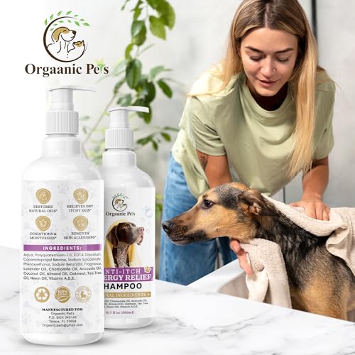 Anti-Itch Dog Shampoo: with 9 Natural Essential Oils and Ingredients – RELIEVES discomfort from Skin Allergies -Moisturizing – Anti-inflammatory – Calming Anti-Itch Dog Shampoo: with 9 Natural Essential Oils and Ingredients – RELIEVES discomfort from Skin Allergies -Moisturizing – Anti-inflammatory – Calming