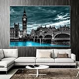  QITEX Deco Murale Salon 40x60cm (Sans cadre) toile peinture Peinture d’art mural London Bridge Architectural Landscape Poster pour Salon ImprimerModerne Home Decoration Photo