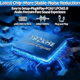 eSynic 7 FT Long eARC/ARC Audio Extractor-Plug & Play-Only Work For HDTV ARC/eARC Interface-192KHZ ARC to RCA&3.5MM Aux Adapter From HDTV to 3.5MM Headphone&L/R Stereo Audio System-No Optical Soundbar