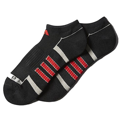adidas Men's Climalite® II No Show Sock (2-Pair), Black/Aluminum 2/Light Scarlet, Large, (Shoe Size 6-12)