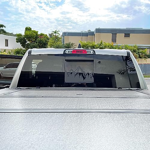 Image of Xinghe for Chevy Silverado GMC Sierra, Rear Middle Window American Flag Decals Stickers (Matte Black Only Mountain, for 2004-2018 Sierra Silverado)