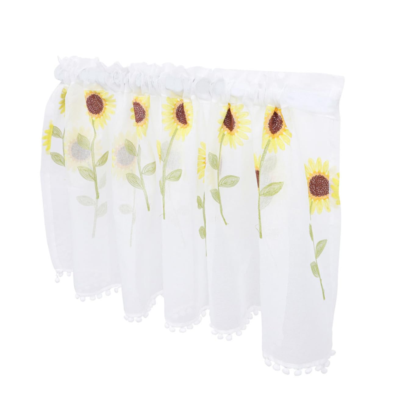 Cortina corta de girasol Alipis evita miradas y permite paso de luz en ventana de cocina 145x45