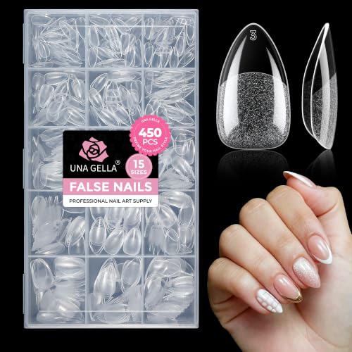 Image of UNA GELLA Short Almond Nail Tips 450PCS Fake Acrylic Nail Tips