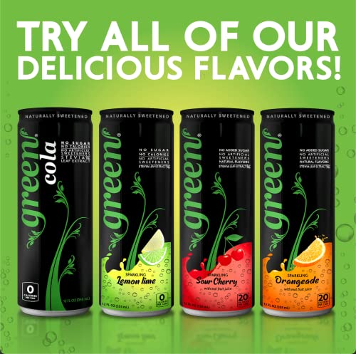 Green Lemon Lime - Sugar Free, No Calories, Naturally Sweetened With 100% Stevia Leaf Extract, Carbonated Soda, 12 Fl Oz Each Can - Pack Of 6 #TOP6