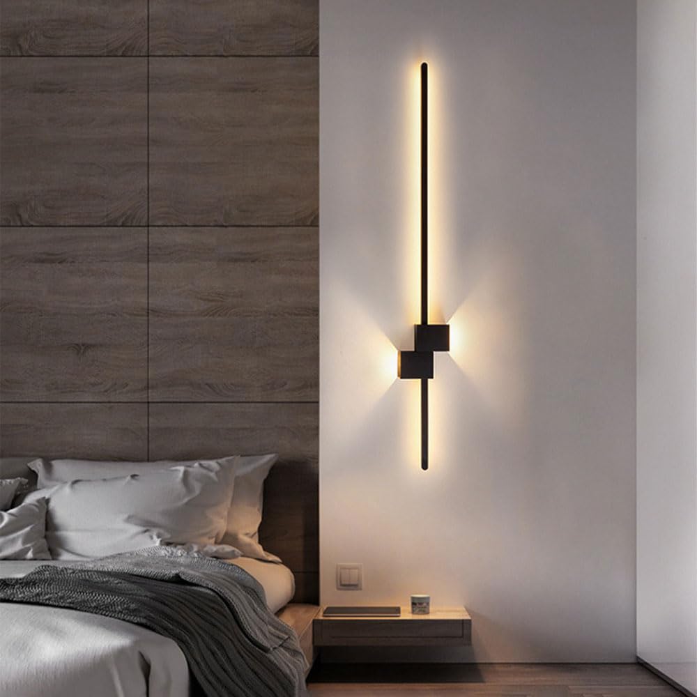 FZQSXAZU Modern LED Wall Sconce 24" 36" Linear Metal Light Fixture 3000K Adjustable Up Down Indoor Lighting Simple Design for Home Decor Sleek Aluminum Lamp