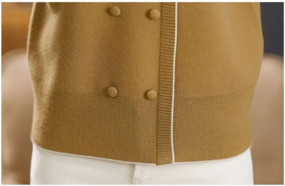 Women's Long Sleeve Sweaters Fake Two Pieces Mock Neck Double Breasted Thicken Knit Tops