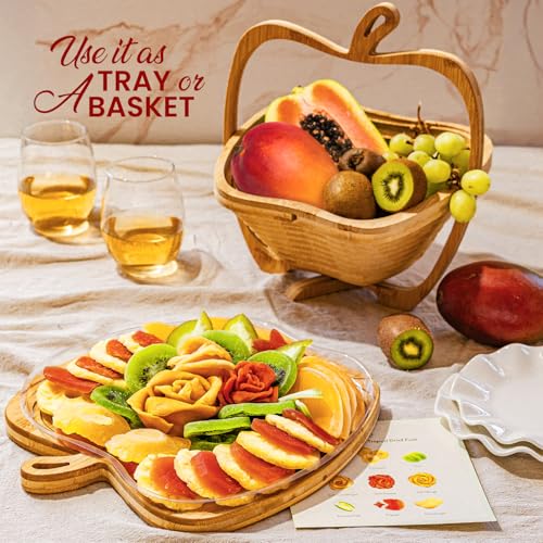Image of Dried Fruit Gift Basket with Wooden Tray - Healthy Gourmet Snack Box Variety - Holiday Food Tray for Corporate, Sympathy, Birthday & Thank You Gifts (Vegan, Kosher, Gluten‑Free)- Bonnie and Pop