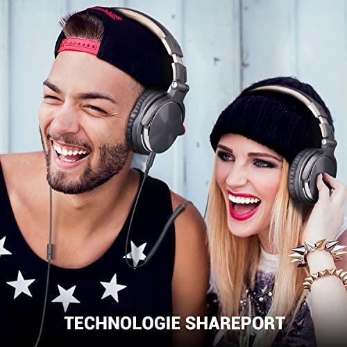 OneOdio Casque Audio Filaire DJ Piano Studio - 50 mm Conducteurs, Share-Port, Léger Confort Pliable Hi-RES Basse - 6.35 et 3.5 mm 2 Jack Câble avec Micro - Headphone PC Guitare Monitor Pro-10 - Image 5