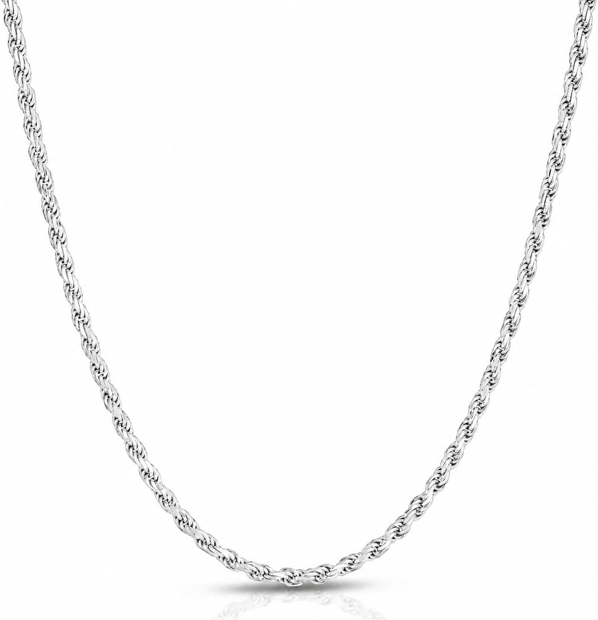 ITProLux 925 Sterling Silver Rope Chain Necklaces, Diamond-Cut Chain, Men's & Women's (1.5MM-5.5MM)