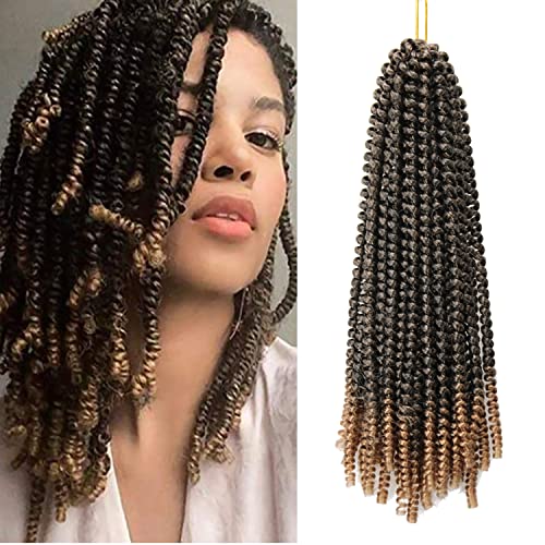 YESEGO Spring Twist Hair 12 Inch 7 Packs Spring Twist Crochet Hair for Women Bomb Twist Hair Synthetic Fiber Fluffy Twist Crochet Braids Synthetic Hair Extensions, 1b/27#
