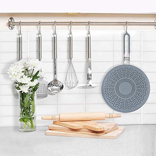 Silicone Splatter Screen For Frying Pan Grease Splatter Guard With Folding Handle Grease Splatter Screen For Cooking Splatter Guards For Fry Pan Cover Splatter Screen Splash Guard 11.4 Inch (Grey) #TOP6