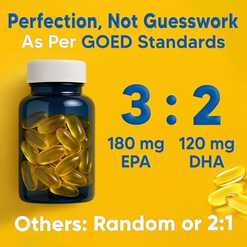 Image of Omega 3 Fish Oil Capsules 1000 mg omega 3 180 mg EPA and 120 mg DHA - Re-Esterified Triglyceride Form for Most Optimal Absorption, No Fishy Burps - Heart & Brain Health - 60 Capsules
