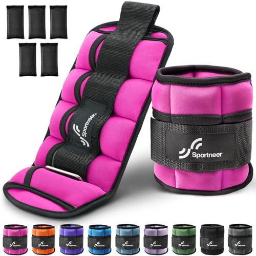 Image of Sportneer Adjustable Ankle Weights for Women and Men 7 lbs /Pair Adjustable Leg Weights with Secure Straps, Strength Training Weighted for Yoga, Walking, Running, Aerobics, Gym, Physical Therapy