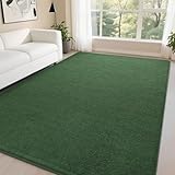 DweIke Modern Area Rugs for Living Room Bedroom, 5x7 Dark Green Thickened Memory-Foam Throw Carpet, Super Soft Kids Boys Girls Rug, Non-Slip and Washable Carpets for Dorm Nursery Classroom Decor