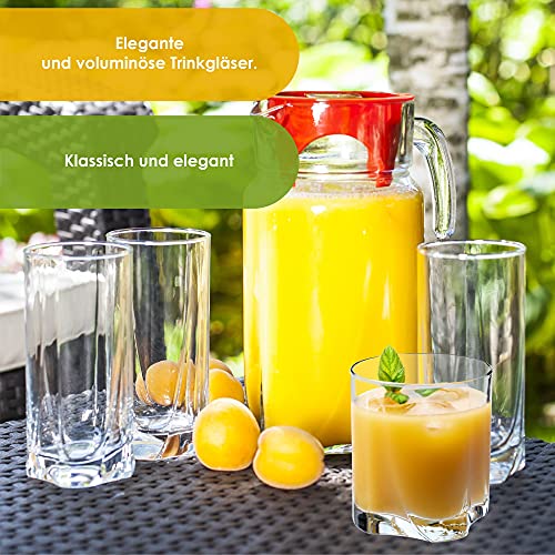 KADAX Drinkglazen van hoogwaardig glas, set van 6 waterglazen, dikwandige sapglazen, geribbelde glazen voor water, drankjes, sap, party, cocktailglazen, drankglazen (laag, 365 ml) - Image 7