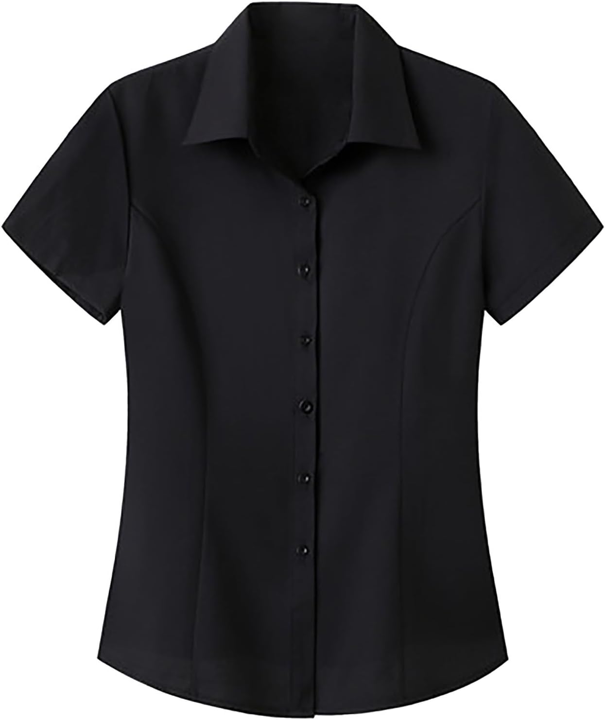 Heevina Button Down Shirts for Women Short Sleeve 3pc Formal Solid Color Shirt Casual Summer Work Trip Ladies Blouse
