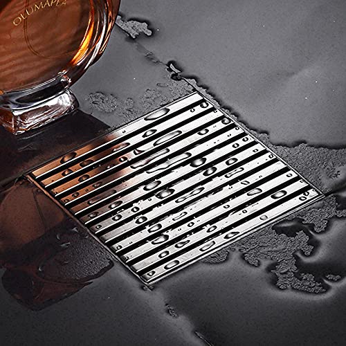 GIFSIN Bodenablauf Filter Edelstahl Duschablauf mit Bodenablauf Kern für Balkon, Küche, Badezimmer 10 cm x 10 cm Cover