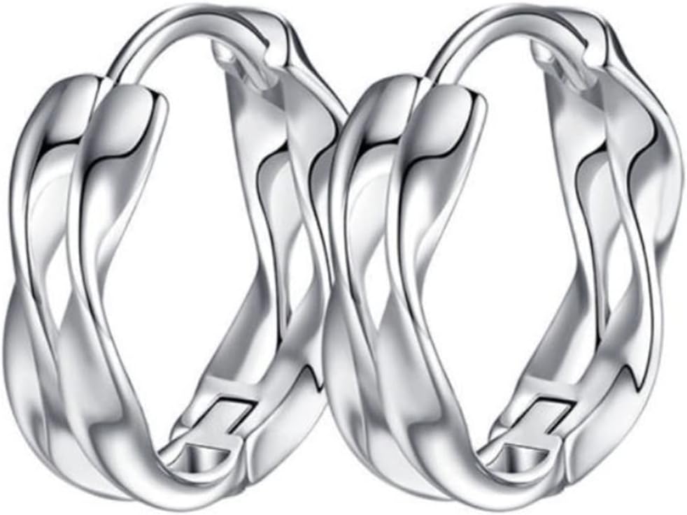 - Men's Hoop Earrings, 925 Sterling Silver, Round Huggie Style, Ear Piercings