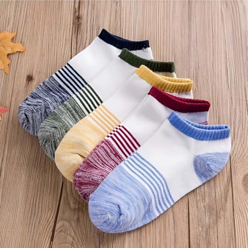 Image of MOMISY Men's Premium Cotton Cushion Ankle length Socks, (Multicolor) Pack of 5 (Free Size)