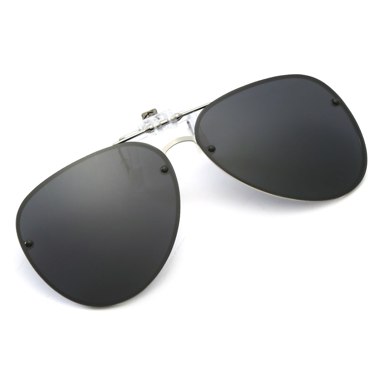 YAMEIZE Polarized Lens Clip on Sunglasses - Anti-Glare Pilot Glasses for Women Men Flip Up Rimless Clip Eyewear Driving Travelling Outdoor…