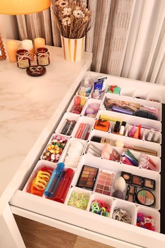 color house 30'lu Set Çekmece İçi Düzenleyici Modüler Makyaj Takı Organizer (Sert Plastik) Beyaz Tek Ebat - Görsel 3