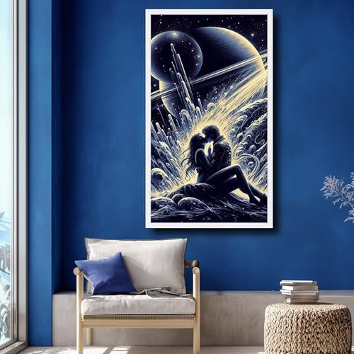 Peinture céleste paysage nocturne planétaire sur toile premium