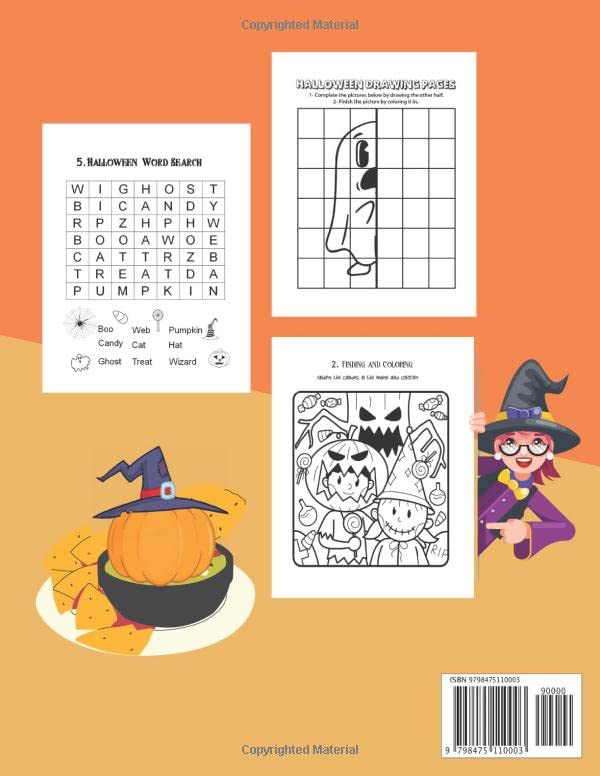 Halloween Activity Book for Kids Ages 4-8 year: Over 50 Activities Book I all ages 3-5, 4-6, 6- 8 I : Dinosaur Themed ~ Word Search, Dot to Dot, ... … & More ~ Gift for ... and Elementary School image 3