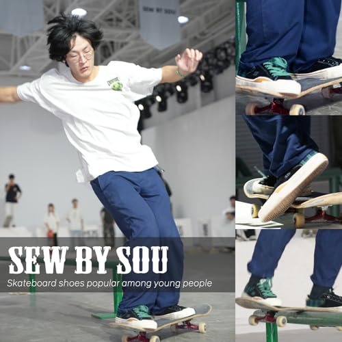 Image of Skateboard Shoes for Men Leather Low Top Pro Skateboarding Training Casual Sneakers