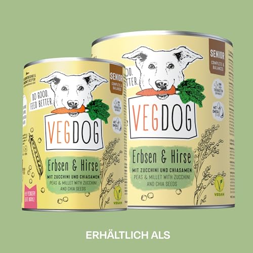 VEGDOG hypoallergenes Nassfutter Senioren 7+, Erbsenprotein, 6x400g