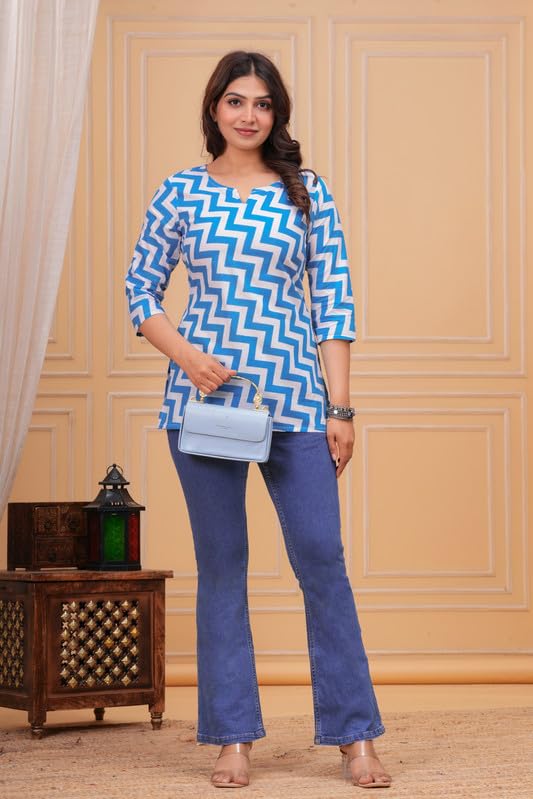 Image of SIROTA Rayon Short Top for Women | Tunic for Jeans | Western Short Kurti | Stylish Straight Ladies Kurta | Ethnic Kurta for Girls