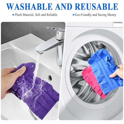 Image of 20Pcs Fleece Duster Refills, Reusable Dusters Compatible with Swiffer with 3pcs Handles, Washable Dusters Pads for Cleaning Ceiling Hardwoods Window Kitchen Floor 5 Colors