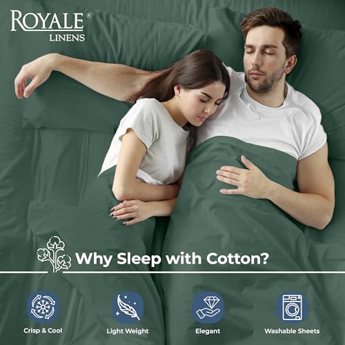 Image of Royale Linens 100% Organic Cotton Full Flat Sheet Only - Super Soft - Percale Top Sheets - Full Flat Sheet Sold Separately - Breathable, Cool & Crisp Sheets Only (81 inch x 96 inch, Hunter Green)