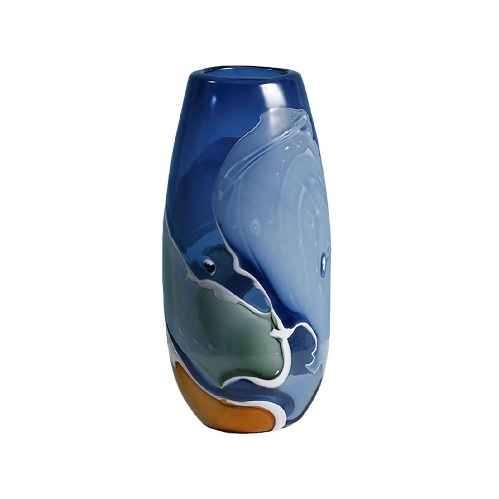 Vase en verre bleu de 15,3 pouces pour grand arrangement de fleurs