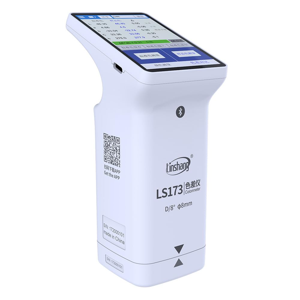 Linshang LS173 Handheld Colorimeter: 3.5" IPS Touchscreen, High Accuracy Whiteness/Yellowness Tester for Paint, Plastic, Textile QC Labs