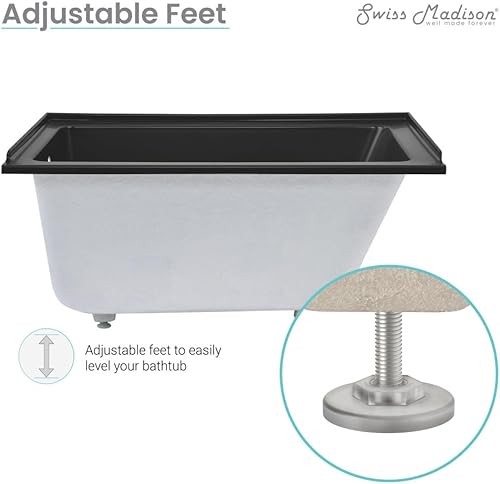 Miniatura 15 de Swiss Madison Well Made Forever SM-DB561 Voltaire - Bañera acrílica de drenaje para zurdos de 48 x 32 pulgadas, 48 x 32 pulgadas, color blanco