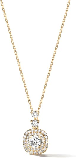Agvana Lab-Grown Diamond Halo Pendant Necklace, 0.45 CTW, 14K Gold