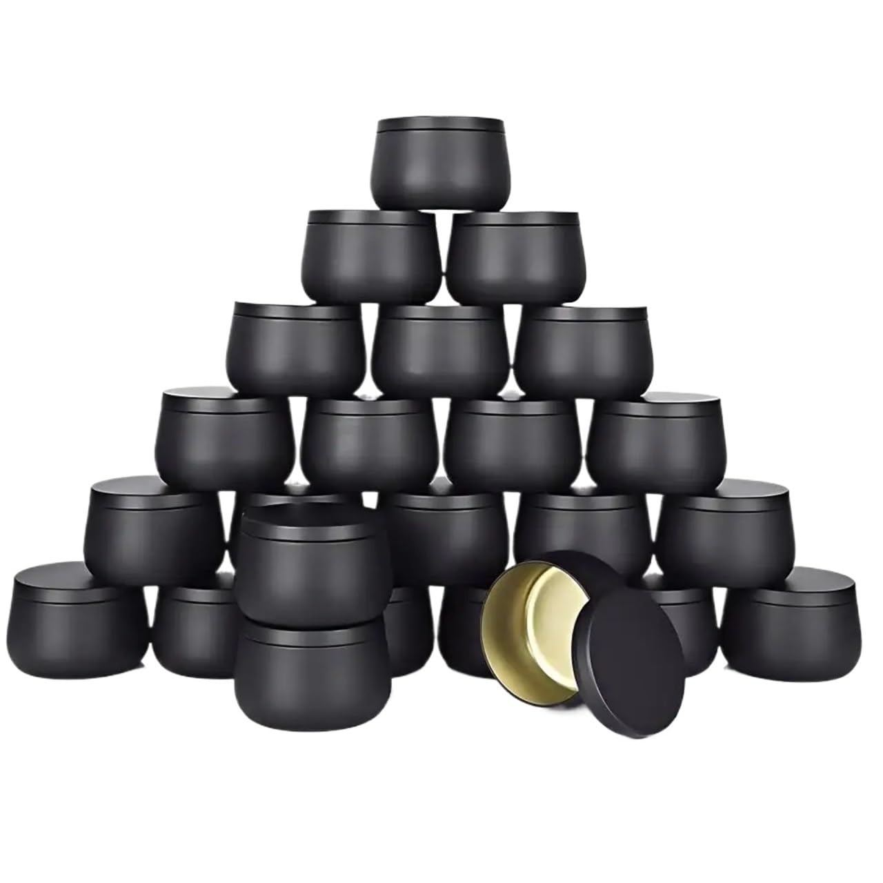 Xinglongs Candle Jars 24PCS 4oz/8oz Empty Metal Candle Tins with Lid Black Candle Jars for DIY Making Christmas Candle Sample Container(4oz tins)