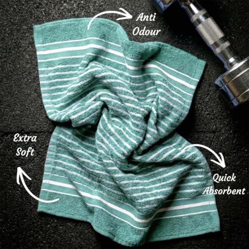 Image of Athom Living Premium Hand Towels- Cotton, 400 GSM, Ultra Soft, Quick Dry, Highly Absorbent | for Hand, Kitchen and Gym | 60 * 40 cm, Pack of 4 (Sea Green)