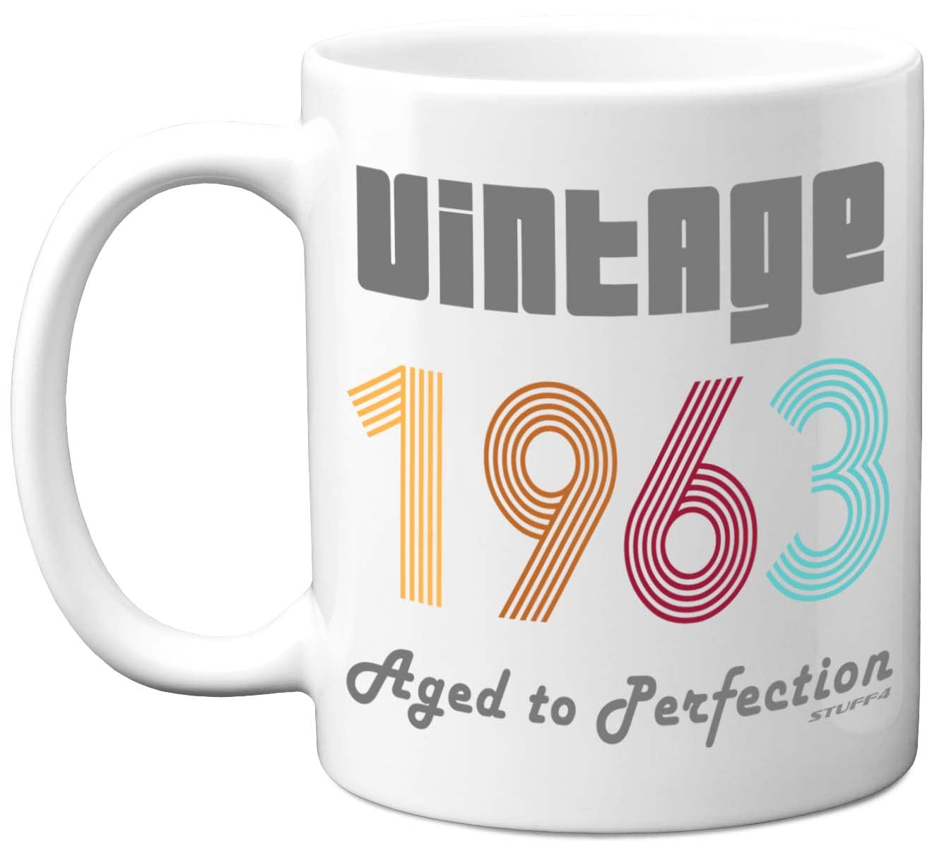 Stuff4Stuff4 61st Birthday Gifts for Men Women - 1963 Vintage Coffee Mug, 11oz Ceramic Dishwasher Safe Mugs, Best Friend Mug for Birthday or Christmas, Funny 61st Birthday Gifts for Him Her