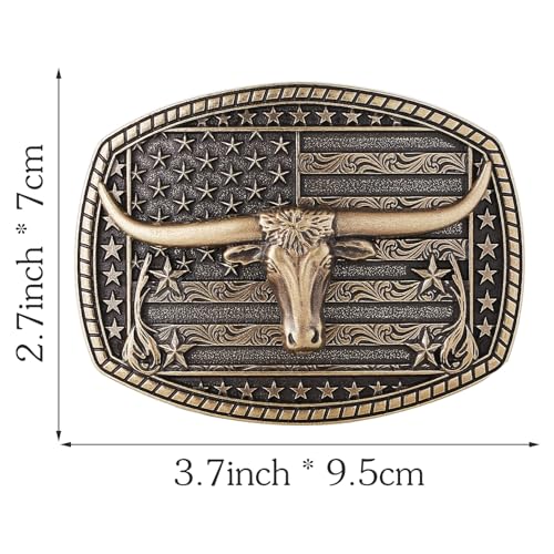 Image of Cowboy Belt Buckle for Men Western Cowgirl Rodeo Longhorn Bull Belt Buckles