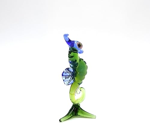 Miniatura 6 de Figura pequeña de cristal en miniatura de caballito de mar, animal de vidrio soplado hecho a mano, bonita decoración del océano, regalo