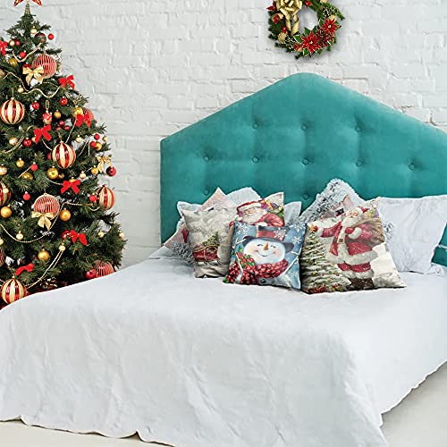 Febalhs Christmas Pillow Covers 18X18 Set Of 4, Winter Snowman Cushion Covers Xmas Throw Pillow Cases Santa Claus White Pillowcases Home Decor For Sofa Couch Bed (Snowman) #TOP4