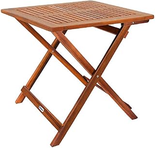 Deuba Wooden Garden Side Table Coffee Folding Furniture | Acacia Wood | 70x70x73cm | Fold Up End Table Plant Square Snack Bistro Patio Balcony Outdoor Living Room Hallway Kitchen | Weather-Resistant
