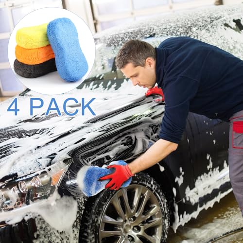 Image of Tanlade 4 Pcs Large Car Wash Sponge, Foam Sponge for Clean, Multicolor