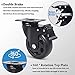 4 Inch Swivel Plate Caster Wheels, All Black Heavy Duty Casters Set of 4 with Brake, Polyurethane Locking Caster Wheels for Cart, Workbench, Load 2000lbs